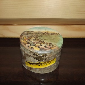 Vintage French Quiberon Souvenir Wooden Box - Quiberon Beach Picture Box - Handmade French Souvenir Box - Brittany Souvenir