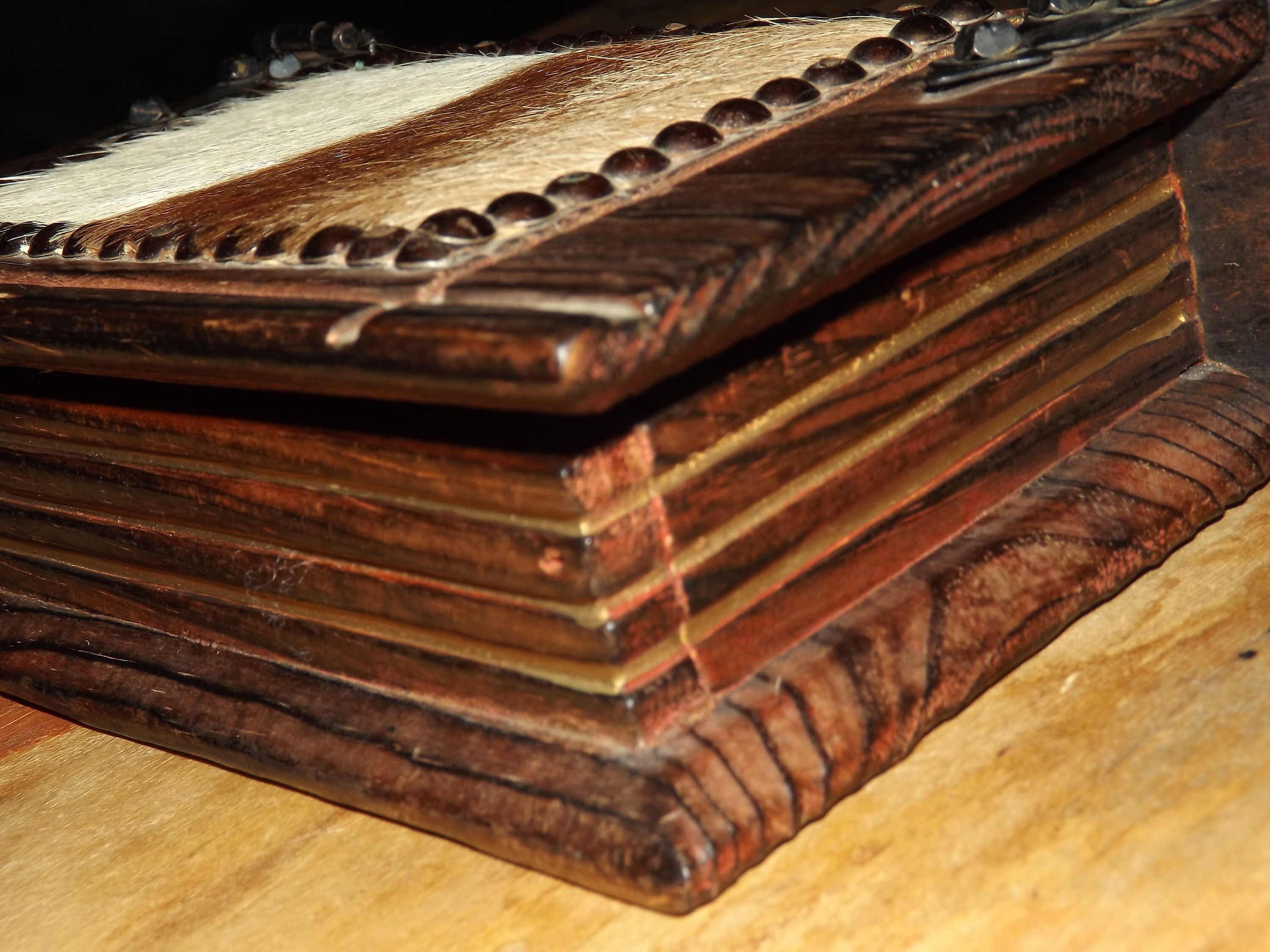 Vintage French Wooden Box Shaped Like a Book - Medieval Style
