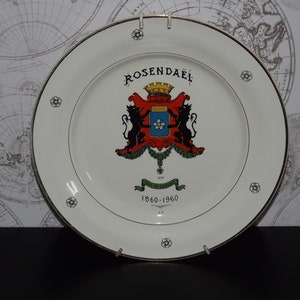 Vintage French Ceranord St Amand les Eaux Rosendaël Plate - Art Ceramic Decorative Plate Coat of Arms Pax in Labore 1860-1960