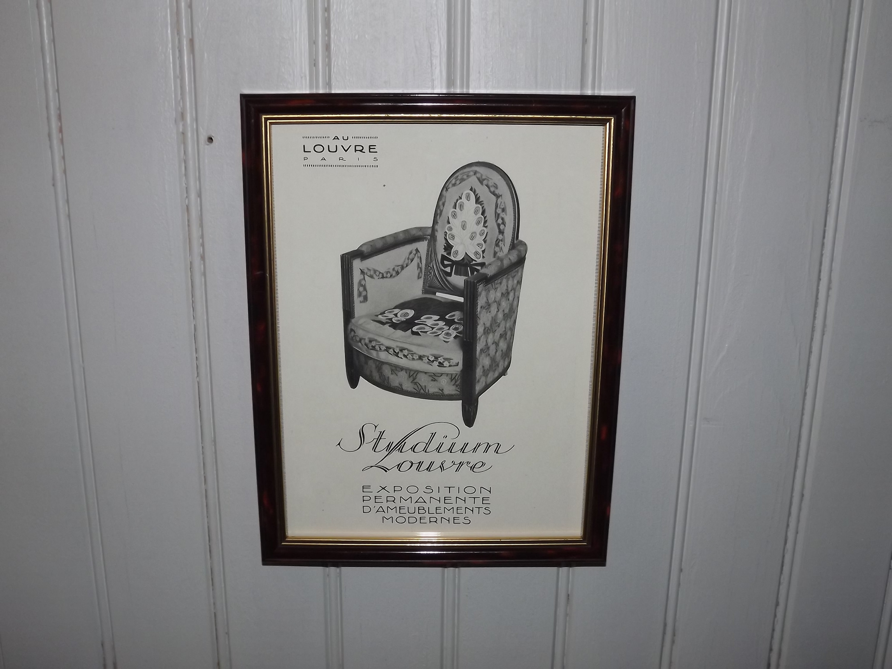 Français Original Vintage Newspaper Ad Cut Framed 1923 - Au Louvre Paris Furniture Exhibition Studiu