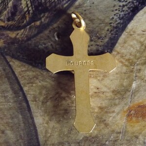 Beautiful Vintage French Gold Plated Cross Pendant - Lourdes Souvenir - Gold Crucifix Necklace Cross Jesus Christ -Art Deco Cross image 6