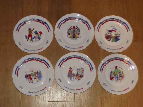 Lot De 6 Petites Assiettes Plates Vintage – Arcopal France – Motif Esso – 20 Cm