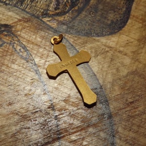 Beautiful Vintage French Gold Plated Cross Pendant - Lourdes Souvenir - Gold Crucifix Necklace Cross Jesus Christ -Art Deco Cross image 9