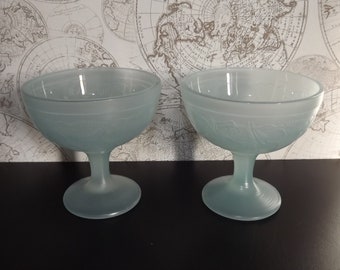 ガラス製デザートボウル4個セット 青い底のガラス製デザートボウル 4 個。 - Etsy 日本