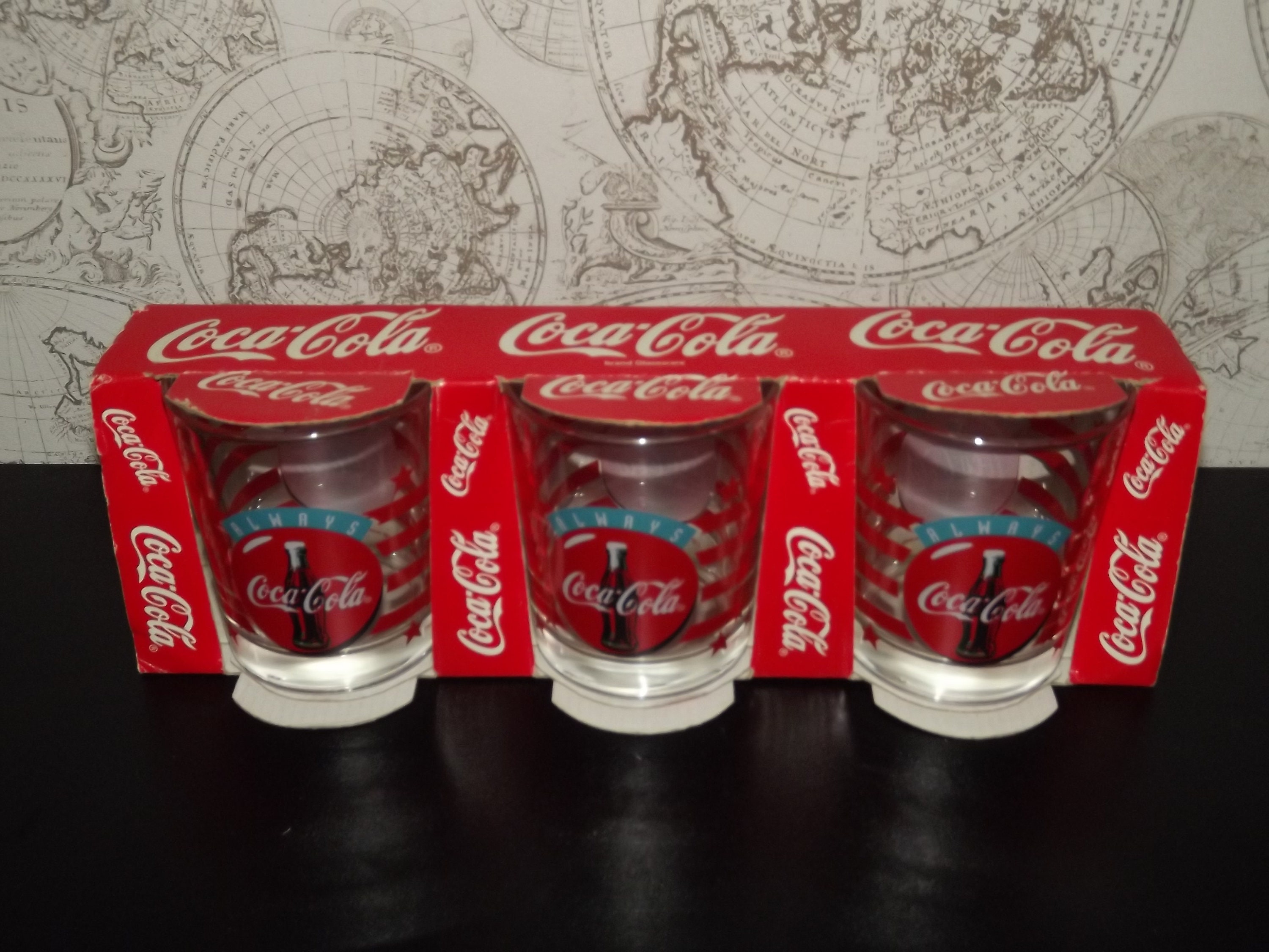 Vintage Français Ensemble de 3 Verres Coca-Cola Luminarc 1997 - The Company Glasses By Classic Coke 