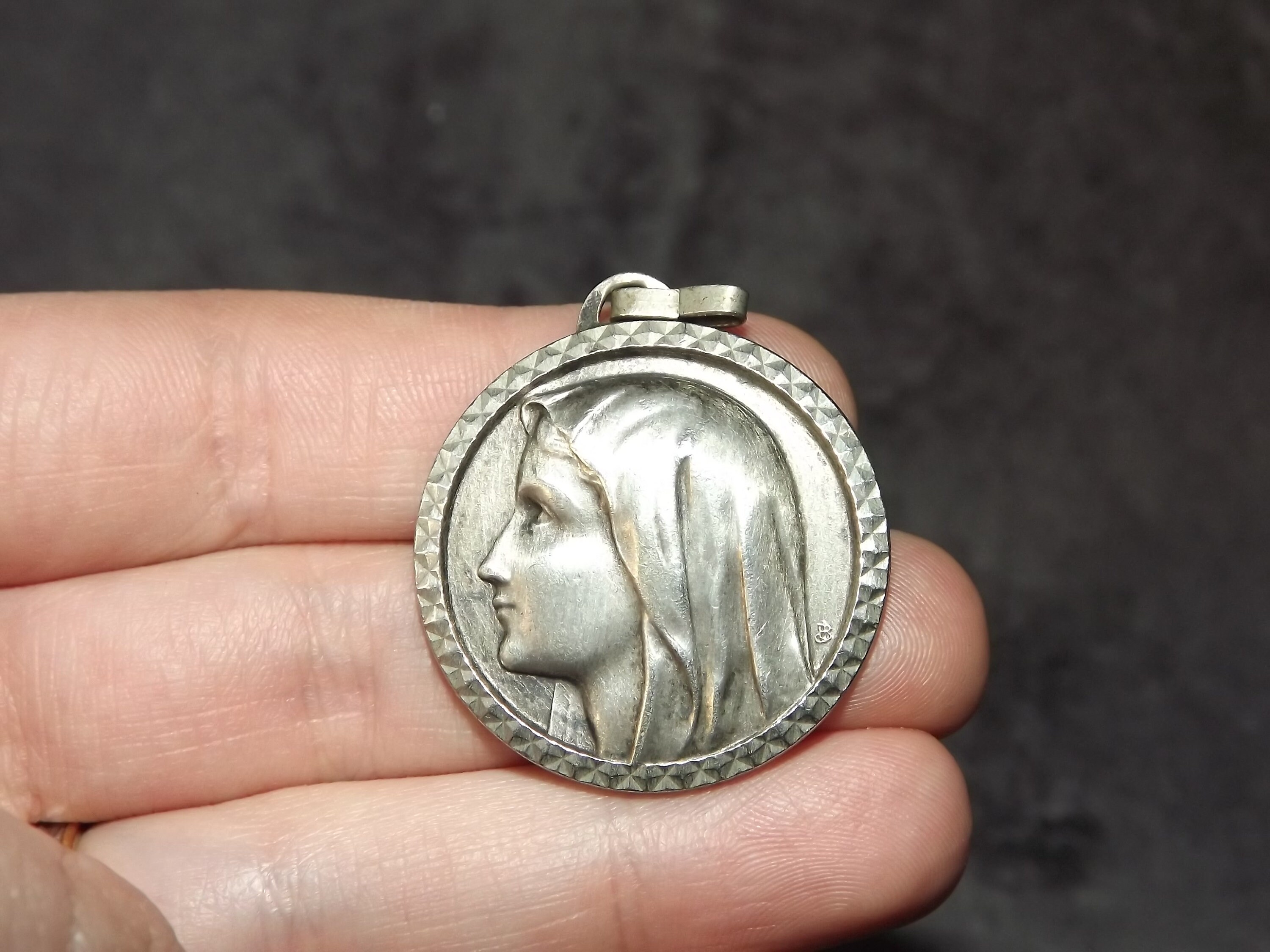 Grand Millésime Français Lourdes Medal Pendant - Our Lady Of Signed Religious Prayer Necklace Virgin