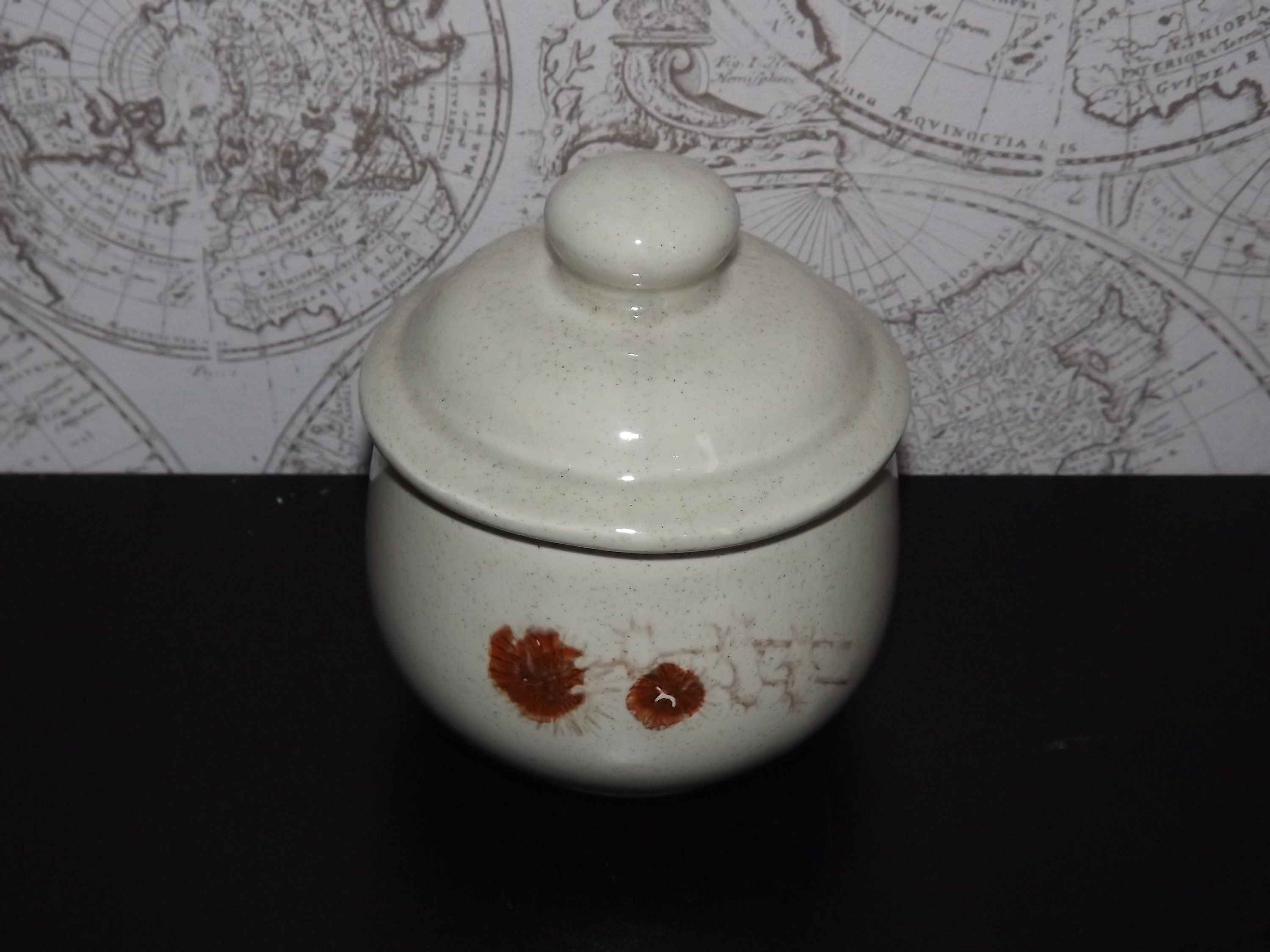 Vintage Français Sarreguemines Pot Au Couvercle - Floral Decor Paté à Rillettes Foie Gras Container 