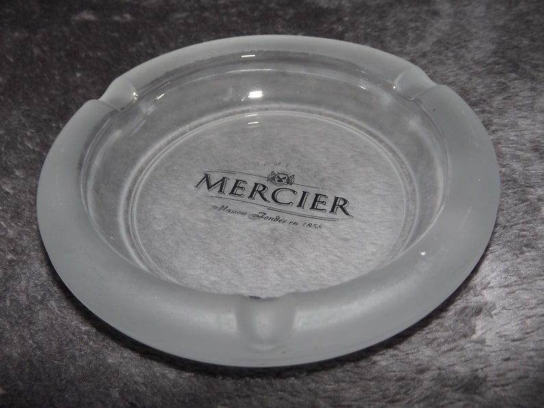French Glass Ashtray French Brasserie Decoration Champagne Mercier Ashtray Transparent Glass Ashtray