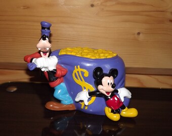 Vintage Disney Money Bank Goofy and Mickey Piggy Bank - Disney Collectible - 1980s Disney Mickey Goofy Money Bag Piggy Bank