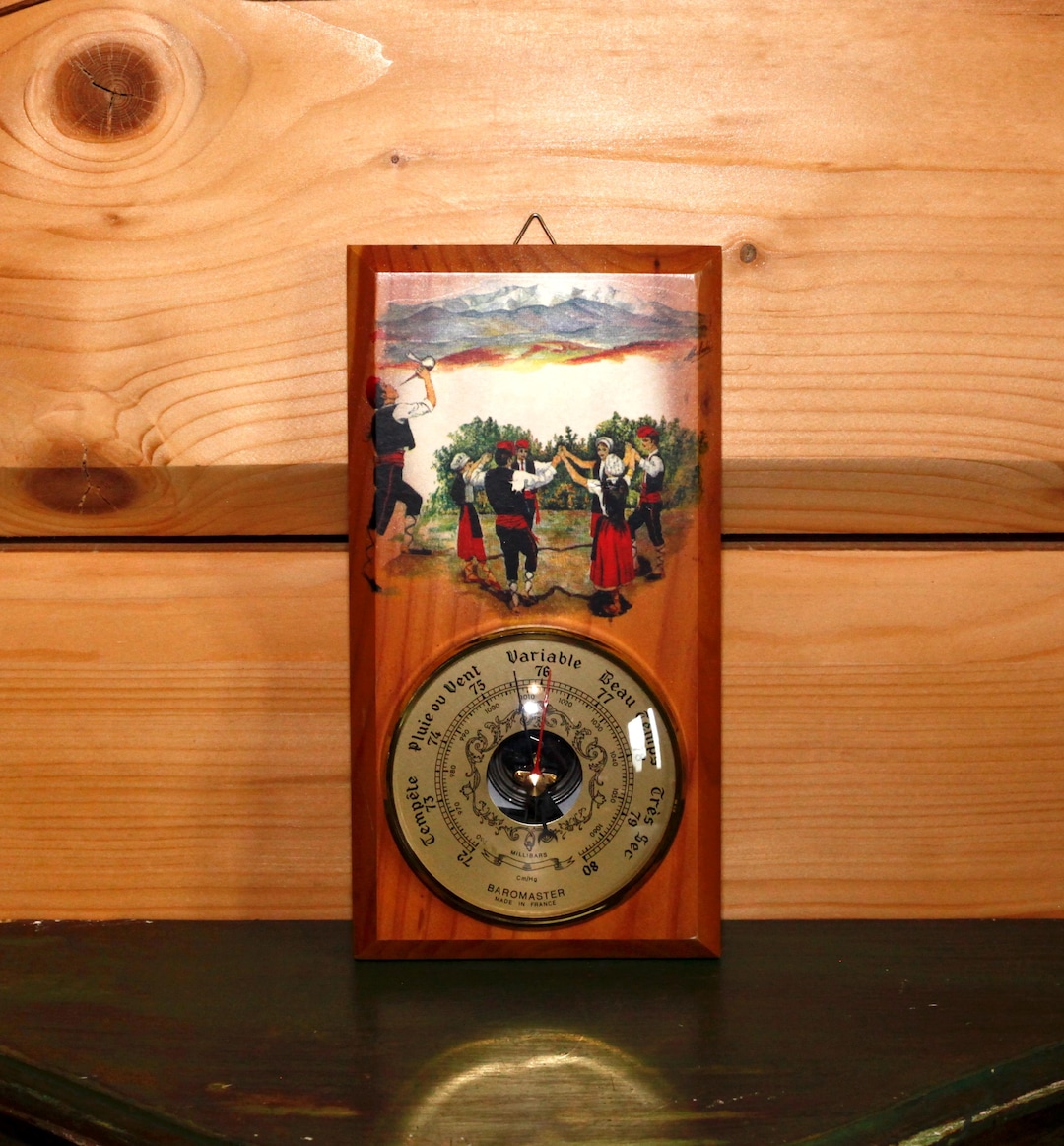 French Vintage Wooden Barometer – Pays Catalan Folk Dancers Decor - Etsy