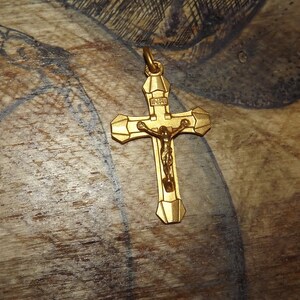 Beautiful Vintage French Gold Plated Cross Pendant - Lourdes Souvenir - Gold Crucifix Necklace Cross Jesus Christ -Art Deco Cross image 8