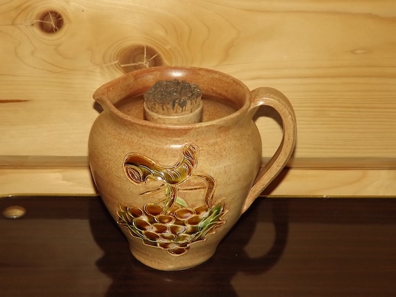Vintage Vallauris Jug With Ice Compartment - French Wine Pitcher