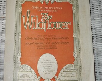 Antique Sheet Music Arthur Hammerstein The Wildflower 1923 - Harms New York Bambalina Sheet Music Made in USA - Bambalina