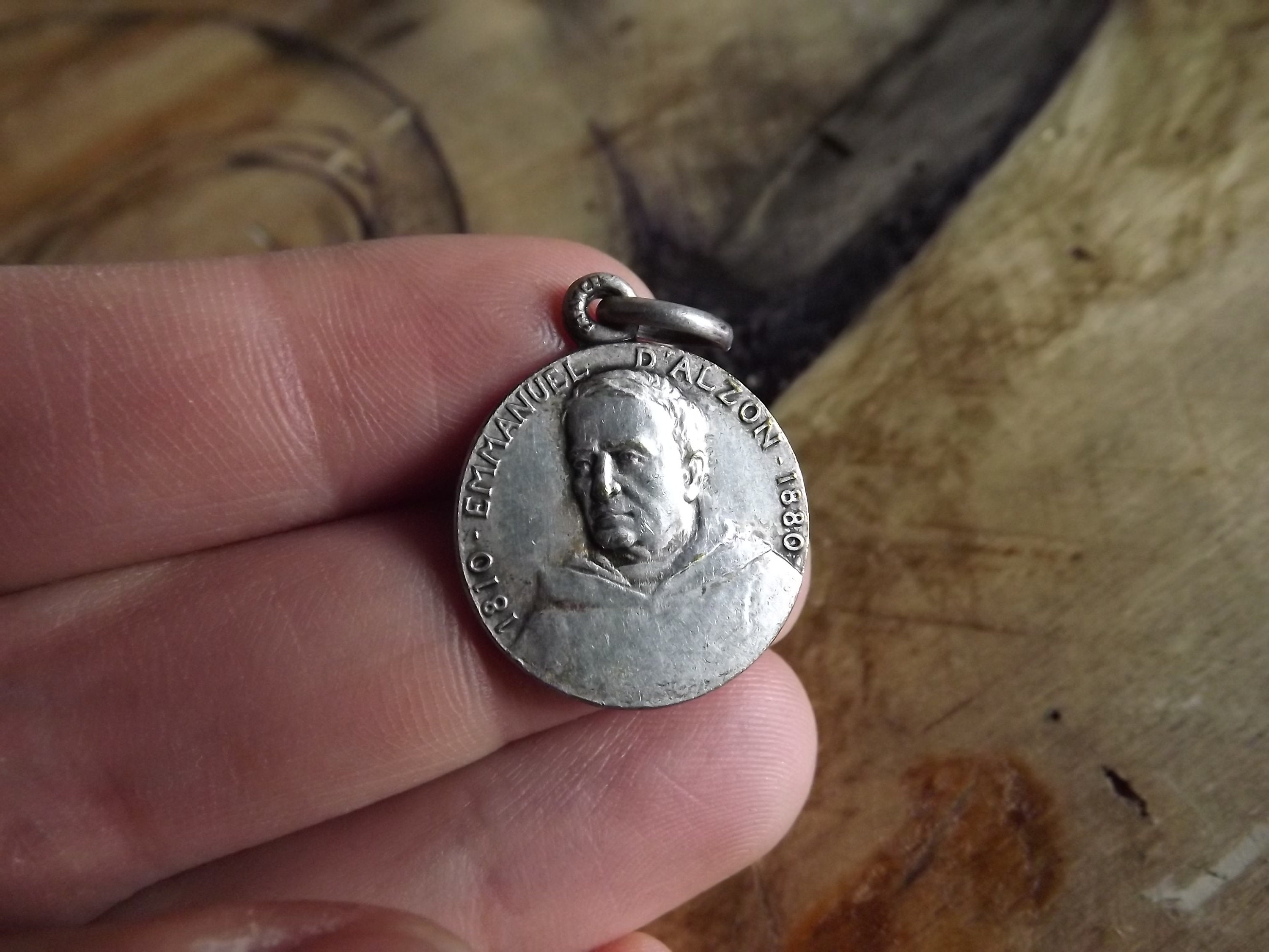 Antique French Christian Medal Emmanuel d'alzon - Signed Virgin Mary Pendant Assumpta Est Maria in C