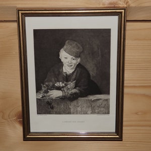Antique French Etching Édouard Manet L&#39;Enfant aux Cerises - 1910s Magazine Revue de L&#39;Art Ancien et Moderne Etching Child with Cherries