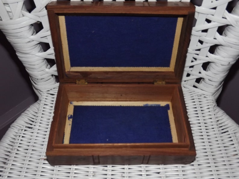 Vintage French Wooden Box with Brass Vine Leaves Inlay Jewelry Box Chic Countryside Decoration