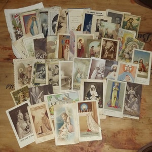 Jeu de cartes de communion chrétienne françaises - 42 cartes de communion et de prière antiques et vintage - cadeaux de sainte communion catholique