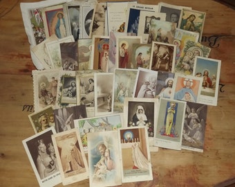 Set französische christliche Kommunionkarten - 42 antike und Vintage Kommunion- und Gebetskarten - Heilige Kommuniongeschenke katholisch