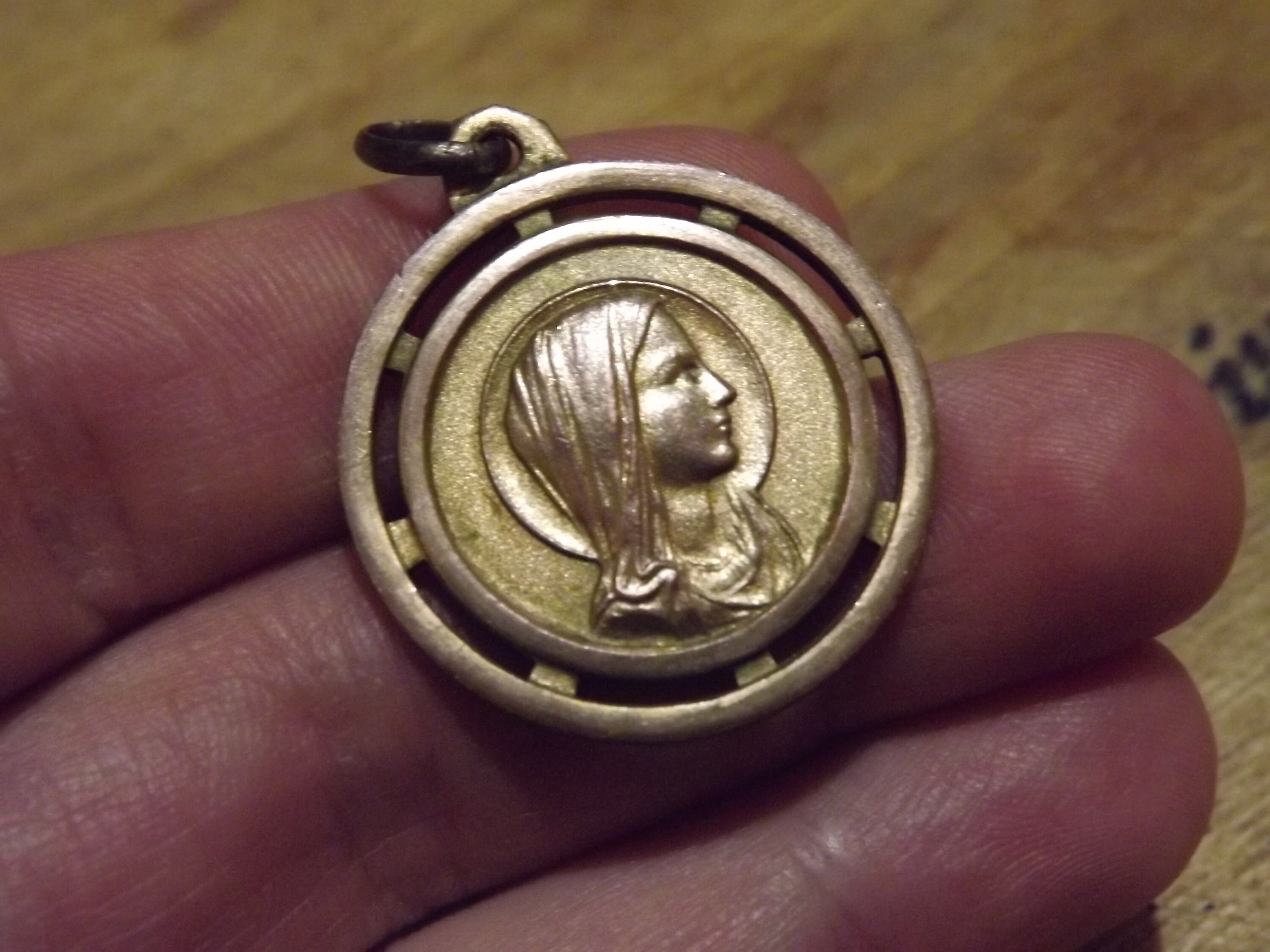 Vintage French Lourdes Medal - Brass Our Lady of Lourdes Medal - Framed ...