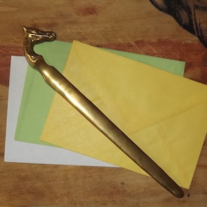Abridor de cartas de latón vintage con cabeza de caballo - Abridor de cartas de caballo de latón sólido - Regalo de oficina