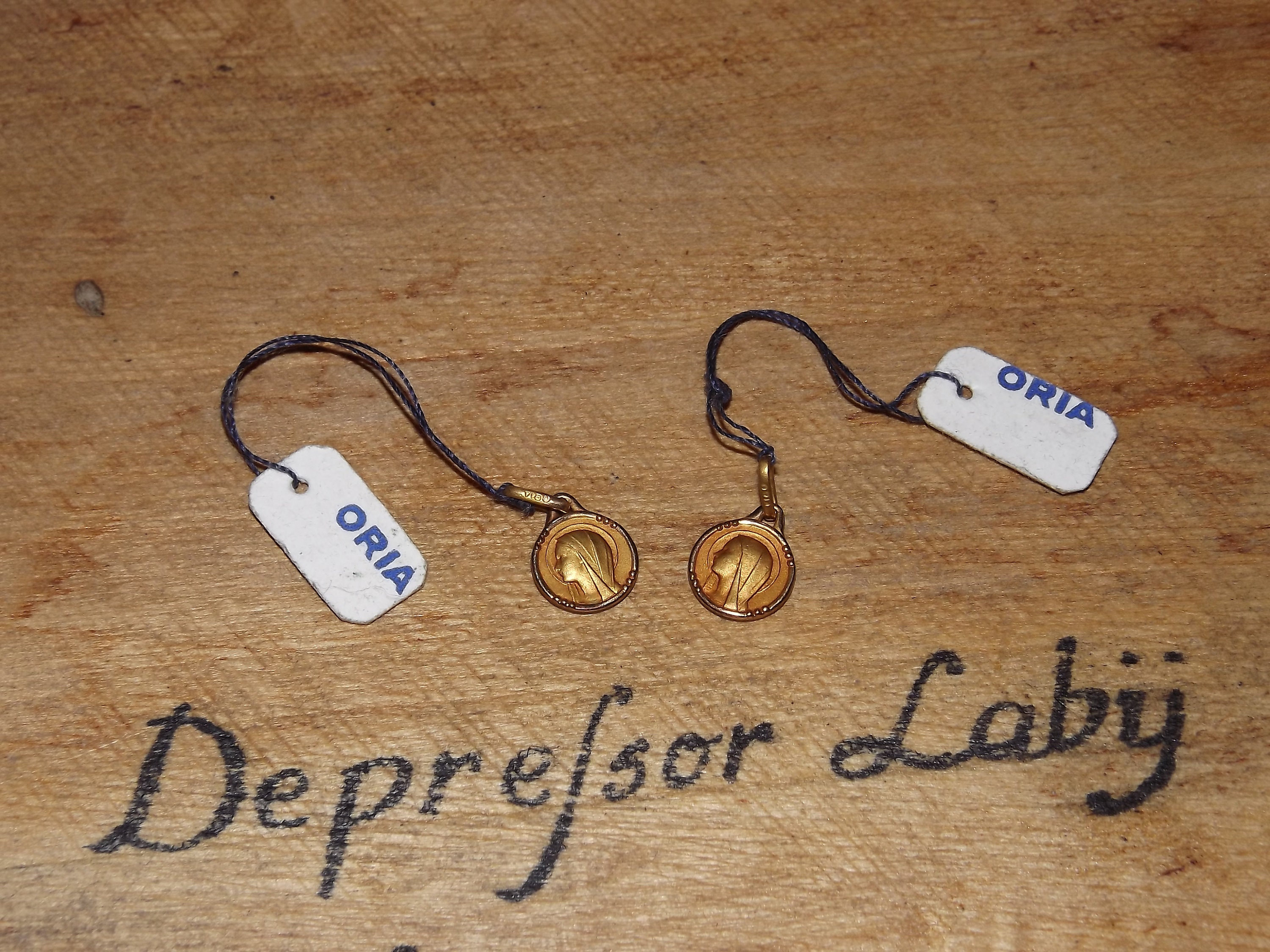 Vintage Set de 2 Médailles Lourdes - Twin Christian Medals Plaqué Or Oria Notre-Dame Lourdes Petits