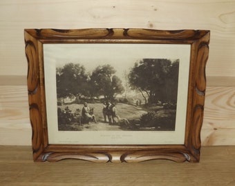 Antique French Original Lithograph Framed Homere et les Bergers - Revue de l'Art ancien et moderne 1910s lithograph framed sculpted wood