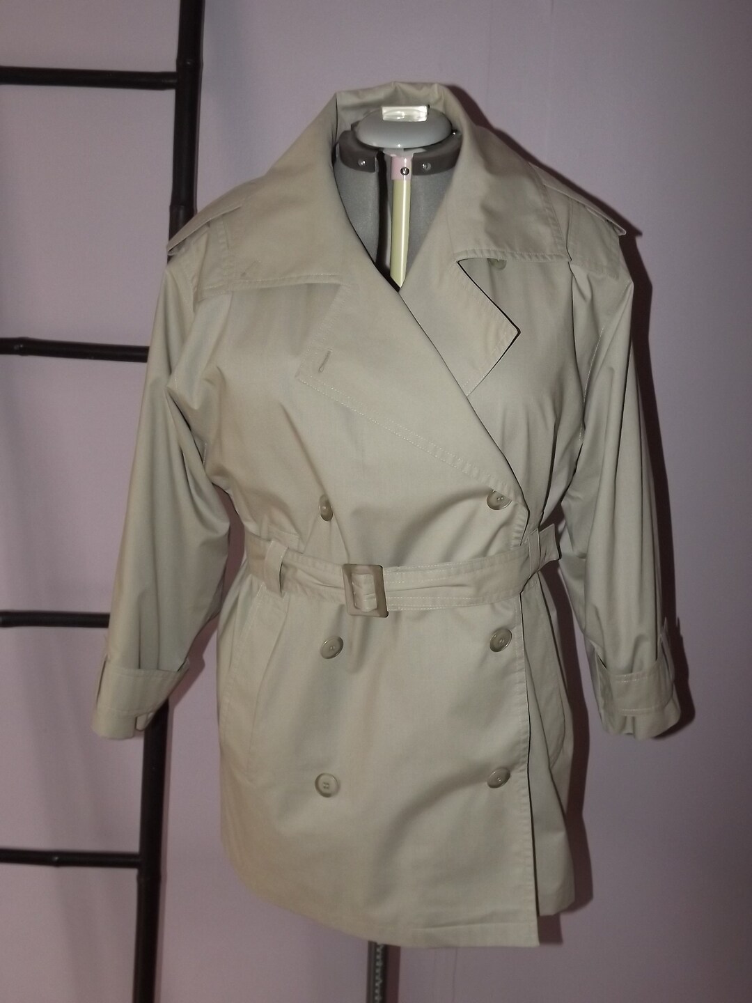 Vintage French Trench Coat Claude Havrey Classic Paris Fashion Trenchcoat Expression by Claude Havrey Rain Coat Mac Epaulettes Trench Etsy