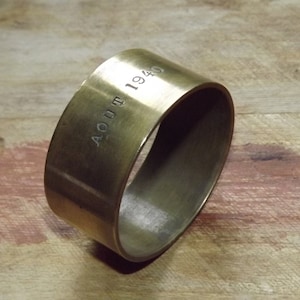 Vintage French Brass Ring WW2 Aout 1940 - Trench Art Engraved Brass Ring August 1940