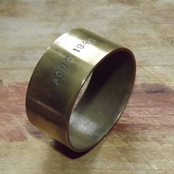 Vintage Französischer Messing Ring WW2 Aout 1940 - Trench Art Gravierte Messing Ring August 1940