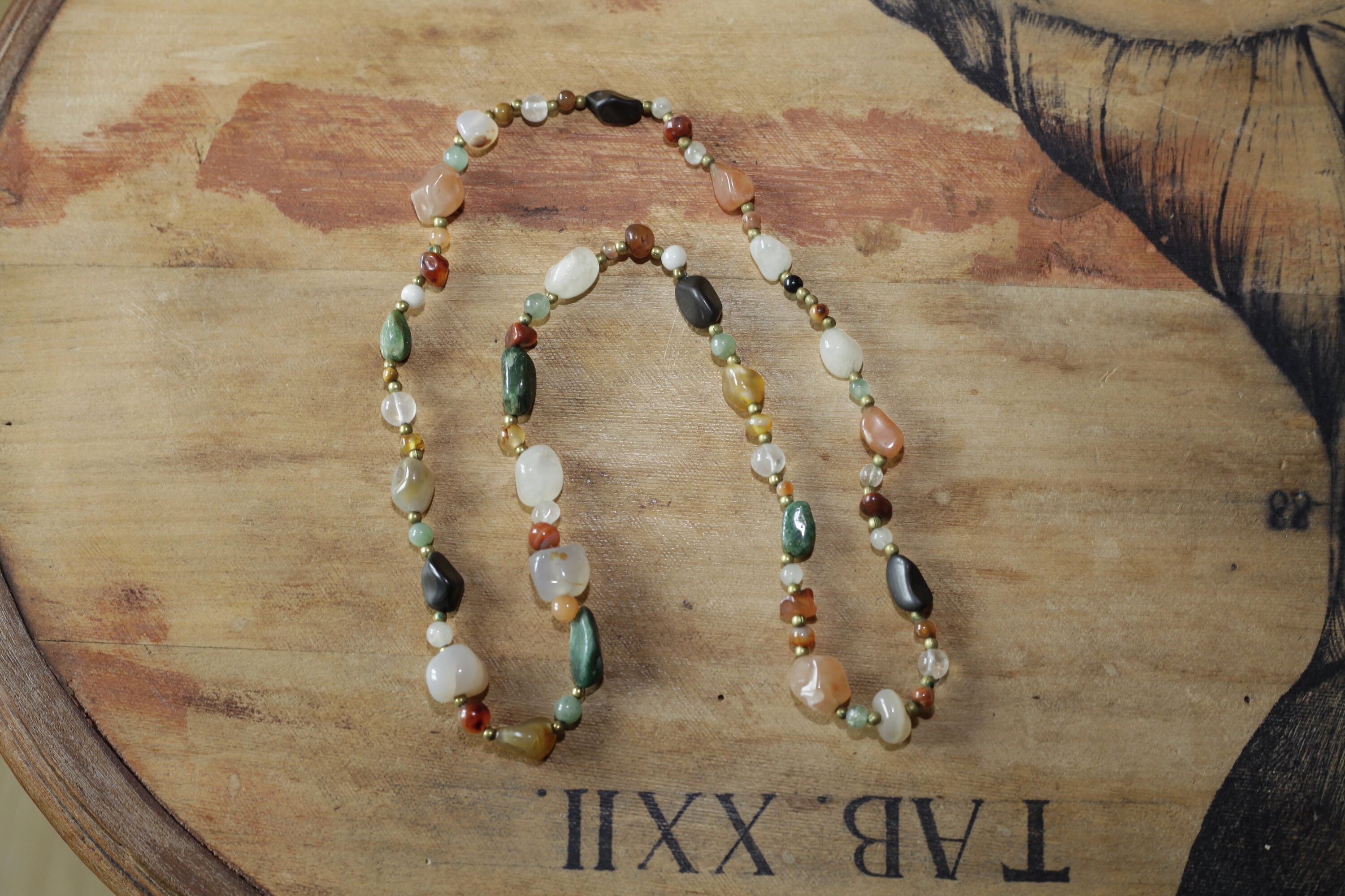 Collier Vintage Multicolore En Pierres Naturelles - Bijou Fantaisie Unique Pour Femme
