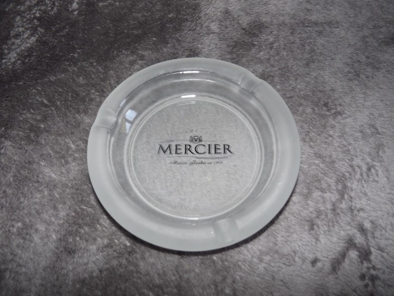 French Glass Ashtray French Brasserie Decoration Champagne Mercier Ashtray Transparent Glass Ashtray