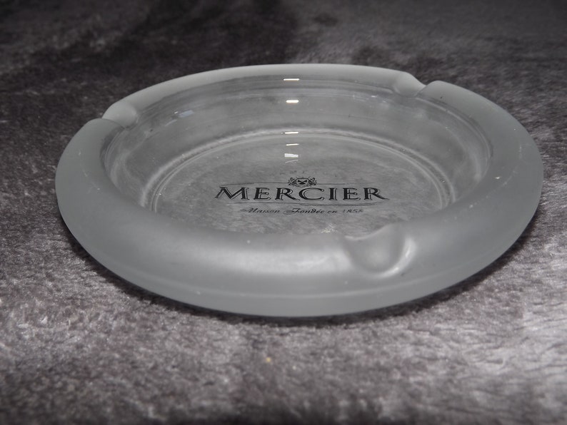 French Glass Ashtray French Brasserie Decoration Champagne Mercier Ashtray Transparent Glass Ashtray