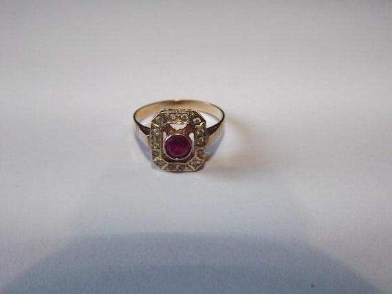 Vintage French Art Deco style Ring - 14K Gold Ring