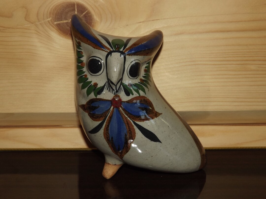 Vintage Jorge Wilmot Ceramic Owl - Mexico Tonala Painted Owl