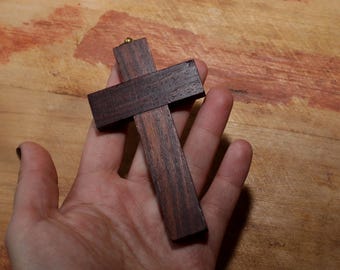Vintage French Holy Communion Wooden Cross - Christian Wooden Cross - Holy Communion Gift