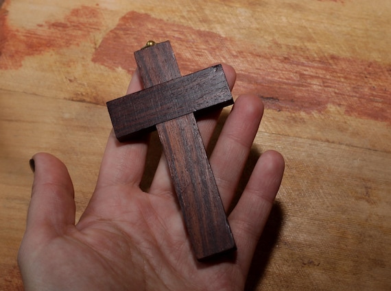 Vintage French Holy Communion Wooden Cross - Christian Wooden Cross - Holy Communion Gift