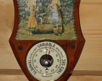 French Vintage Barometer Traditional Regional Costume - Wooden Barometer Baromaster - Folk Costumes Photo French Countryside Decor