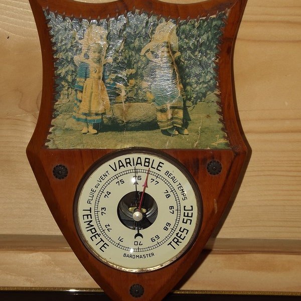 French Vintage Barometer Traditional Regional Costume - Wooden Barometer Baromaster - Folk Costumes Photo French Countryside Decor