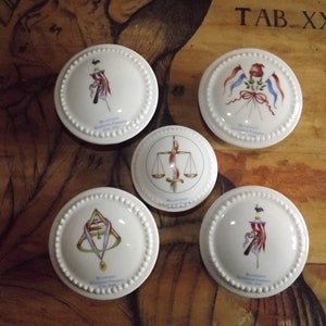 Vintage Set of 5 Porcelain Bowls with Lids Bicentenaire Révolution Française - French Revolution 1789-1989 Anniversary Spice or Snack Bowls