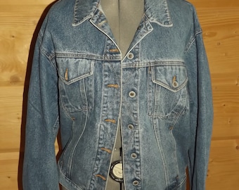 Jaqueta jeans vintage anos 80 - Jaqueta jeans azul anos 80 da França