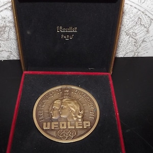 French Bronze Medal E.Bouillot Paris UFOLEP Union française œuvres laïques d&#39;éducation physique Services Rendus à la Jeunesse Sportive