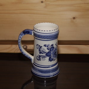 Vintage Delft Heineken Tankard - Delftware Heineken Mug - Blue White Delft Ceramic Beer Glass - Delft Tankard