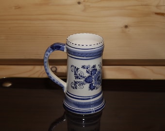 Vintage Delft Heineken Tankard - Delftware Heineken Mug - Blue White Delft Ceramic Beer Glass - Delft Tankard