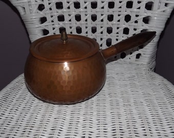 vintage Français Copper Deep Pan Villedieu Gaor Marque Déposé - Français Countryside Cuisine Kitchen Decoration - Dinanderie Copper Pan Pot