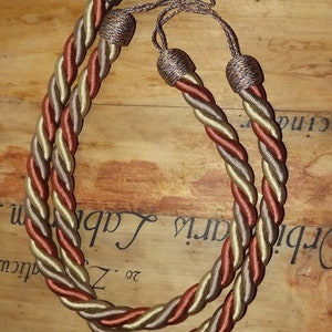 Set di 2 fermatende vintage francesi - Fermatende - Cordini per tende francesi - Coppia di fermatende oro rosso marrone