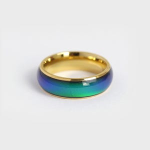 Gold Stainless Steel Mood Ring, Unique Gifts, Color Changing Ring, Classic Mood Ring