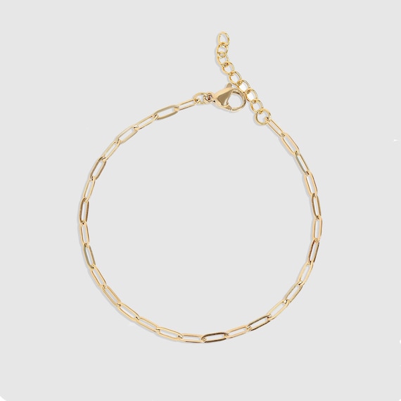 Paperclip Chain Bracelet, 18K Gold PVD, Modern Dainty Gold Jewelry, Minimalist Stacking Bracelet, Everyday Gold Gift for Her