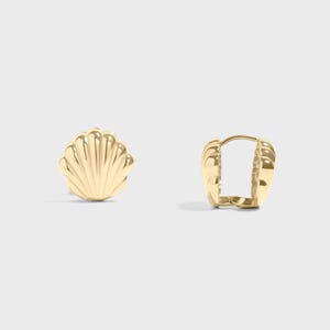 Shell Huggie Earrings, 100% Waterproof Jewelry, Non-Tarnish, Hypoallergenic, Everyday Huggies, Coastal Jewelry for Summer, 18K Gold PVD