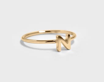 18k Gold Initial letter Stacking Ring (N-Z)