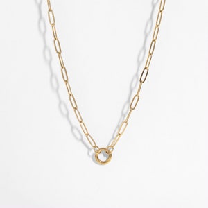 Paperclip Charm Keeper Necklace | Waterproof, Hypoallergenic, Charm Holder Necklaces for Women, Chain for Charms, Charm Holder Necklace